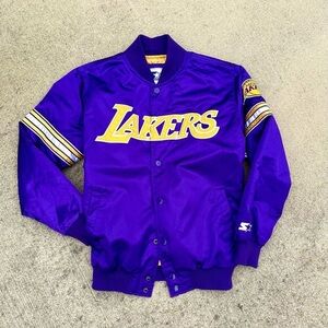 Vintage Los Angeles Lakers Starter Jacket Medium 90s Satin NBA Purple